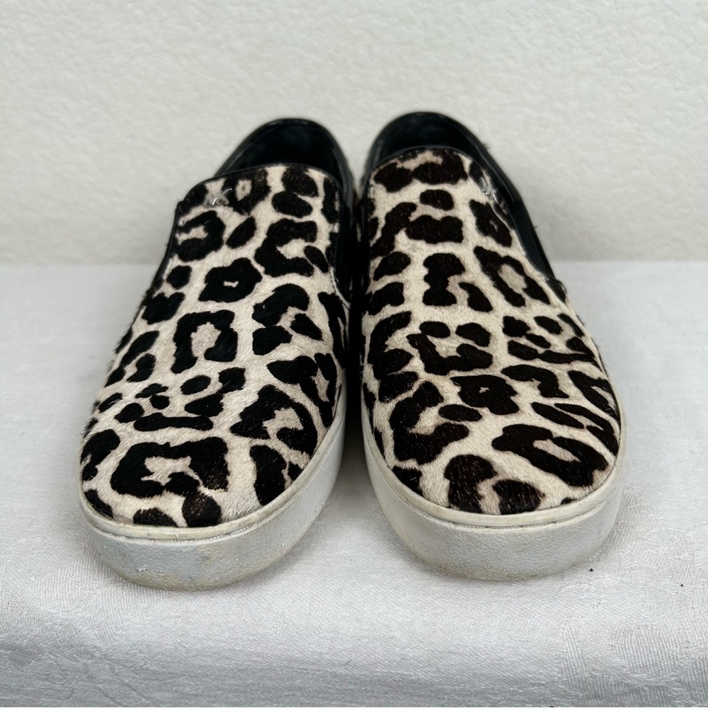 Michael Kors women’s Sz 8 leopard pony hair sneakers Preppy Bohemian